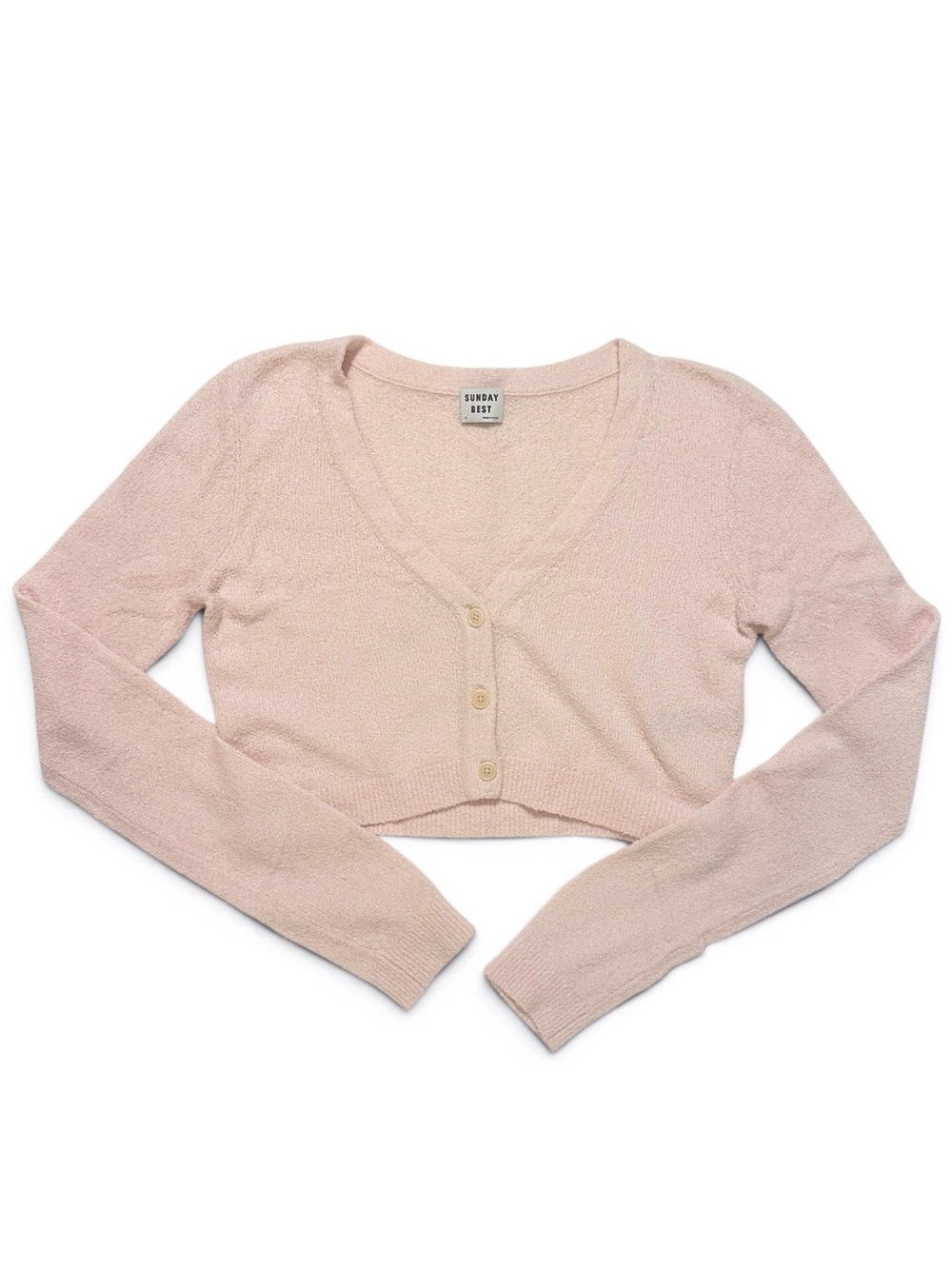 Artizia Sunday Best Reese Terrcloth Cropped Cardigan in Pink Small